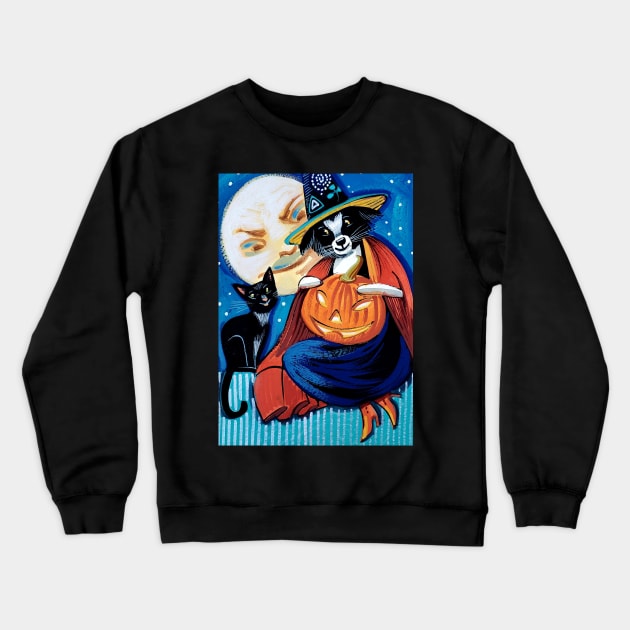 Cute Halloween Witch Crewneck Sweatshirt by ashleywolffart